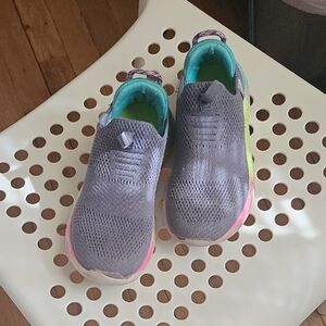 Sketchers Stretch Fit Gray/Blue Toddler Girls Slip-On Sneakers - Size 11